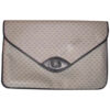 1970's -1980's Gucci Navy Blue Micro Guccissima Print Coated Canvas & Navy Leather Vintage XL Envelope Clutch | Luna Bags - Image 12