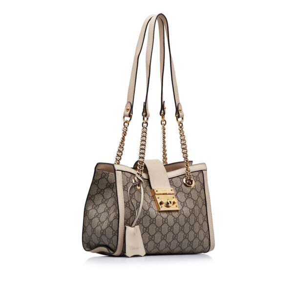 Brown Gucci Small GG Supreme Padlock Tote | Luna Bags