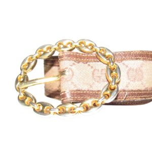 Early brown Guccissima leather belt w a gold Gucci link buckle | Luna Bags