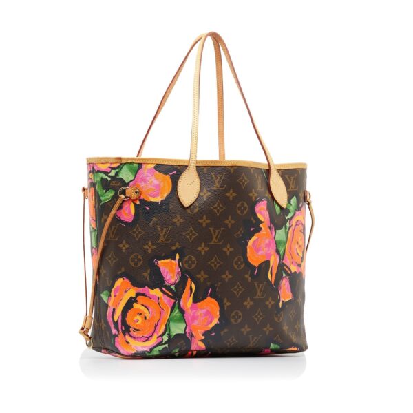 Brown Louis Vuitton Monogram Roses Neverfull MM Tote Bag | Luna Bags