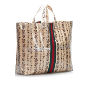 Beige Gucci x COMME des GARCONS Floral PVC Web Shopper Paper Tote | Luna Bags