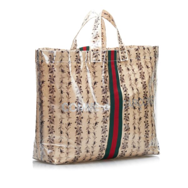 Beige Gucci x COMME des GARCONS Floral PVC Web Shopper Paper Tote | Luna Bags