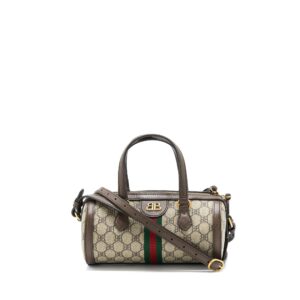 Balenciaga X Gucci Bowling Bag Canvas/Leather Brown Brushed GHW | Luna Bags