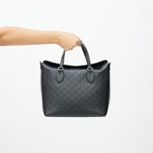 Black Guccissima Leather Foldover Shoulder Bag | Luna Bags