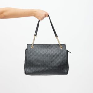 Black Signature Leather Guccissima Shoulder Bag | Luna Bags