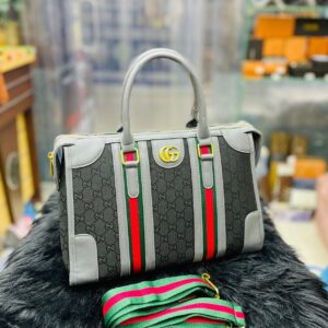 Gucci Premium Quality Women's Duffle Bag with Branded Belt - Luxury & Style Combined (Grey) | Luna Bags