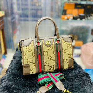 Gucci Premium Quality Women's Duffle Bag with Branded Belt - Luxury & Style Combined (Brown) | Luna Bags