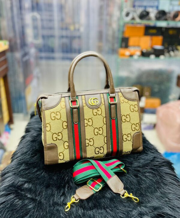 Gucci Premium Quality Women's Duffle Bag with Branded Belt - Luxury & Style Combined (Brown) | Luna Bags