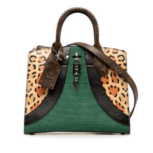 Green Louis Vuitton Monogram Leopard Print Calfskin Corduroy City Steamer PM Satchel | Luna Bags