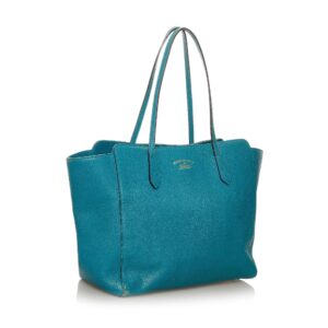 Blue Gucci Medium Swing Leather Tote Bag | Luna Bags