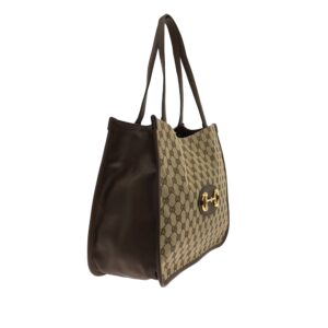 Brown Gucci GG Canvas Horsebit 1955 Tote Bag | Luna Bags