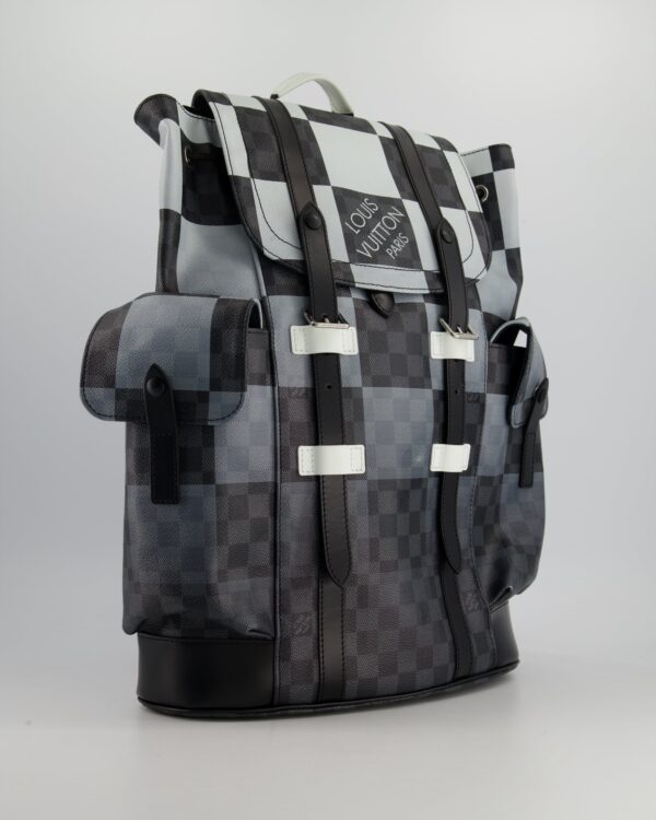*Limited Edition* Louis Vuitton Christopher Backpack Bag in Black and White Damier Canvas with Silver Hardware | Luna Bags