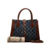 Blue Gucci Medium GG Denim Jackie 1961 Tote Satchel | Luna Bags - Image 19