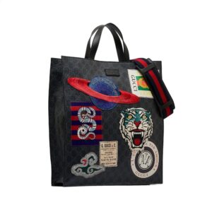 Black Gucci GG Supreme Courrier Convertible Soft Tote Satchel | Luna Bags