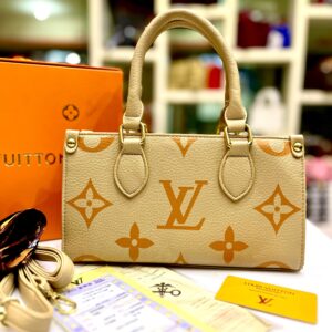 Elegant Women Bag - Louis Vuitton-Inspired Handbag with Long Belt & Brand Accessories (Beige/Mustard) | Luna Bags