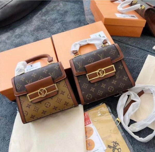 Elegant Women Bag - Louis Vuitton-Inspired Dauphine Capitale with Gold Hardware (Brown-2) | Luna Bags