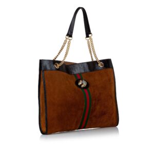 Brown Gucci Suede Rajah Tote Bag | Luna Bags