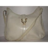 Early, Gucci, Jackie supple off-white colored leather XL hobo style shoulder bag with a gold horse-bit closure and accents, and two settings for the strap's length | Luna Bags - Image 7