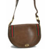 Early Gucci, brown leather saddle bag style, XL two-way shoulder bag or clutch with red and green striped edges | Luna Bags - Image 9