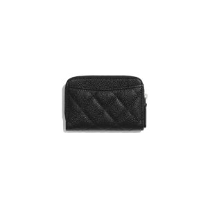 Chanel Classic Zipper Coin Purse SiLouis Vuittoner Tone Black | Luna Bags