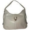 Early, Gucci, Jackie supple off-white colored leather XL hobo style shoulder bag with a gold horse-bit closure and accents, and two settings for the strap's length | Luna Bags - Image 12