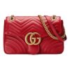 (WMNS) GUCCI GG Marmont Gold Logo Distress Leather Chain Shoulder Messenger Bag Red Classic 443496-DTDIT-6433 | Luna Bags - Image 8