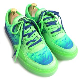 LOUIS VUITTON sneakers 1A9UYN leather Lime x Blue LV Oriline Richelieu Monogram 6 1/2 | Luna Bags
