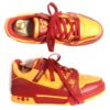 LOUIS VUITTON sneakers leather Orange red LV trainer line 6 1/2 | Luna Bags - Image 5