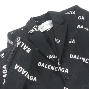 GUCCI tailored jacket 676014 Outer: 70% cotton, Outer: 30% polyester, Lining: 100% rayon black The Hacker Jumbo GG Jacket mens 48 Used | Luna Bags