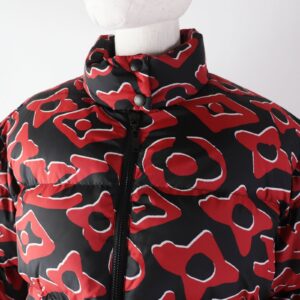 LOUIS VUITTON Down jacket polyester Red black Tufted monogram 38 | Luna Bags