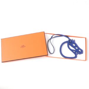 HERMES Bag charm Swift leather Blue Electric Paddock Cheval Horse | Luna Bags