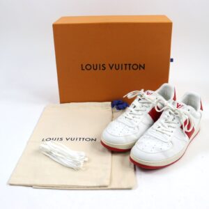 LOUIS VUITTON sneakers 1A5YOL Main: Leather White red Rivoli Line mens 8.5 Used | Luna Bags