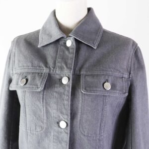 HERMES Denim Jacket 2H0256DT Outer: 100% cotton, Lining: 64% cotton, Lining: 33% rayon, Lining: 3% polyurethane, Part: cowhide gray Women 36 Used | Luna Bags