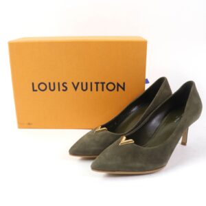 LOUIS VUITTON pumps Main: Suede leather khaki Heartbreaker Line Women 37 Used | Luna Bags