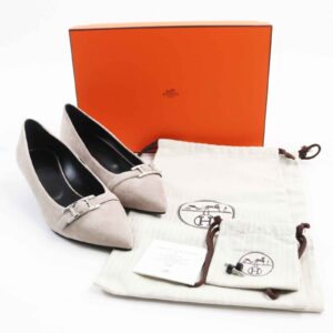 HERMES pumps BN202009Z Suede leather Greige type 36 | Luna Bags