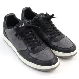 LOUIS VUITTON sneakers leather Black Grey Rivoli line 7.5 | Luna Bags