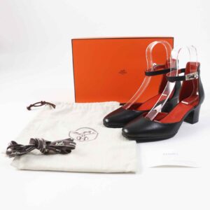 HERMES pumps Main: Leather black Baby 55 Women 37 1/2 Used | Luna Bags