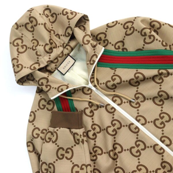 GUCCI Track jacket 713974 Main: 85% polyester, Main: 15% polyurethane, Part: 100% polyester, Part: 91% polyester, Part: 6% nylon Brown type mens L Used | Luna Bags