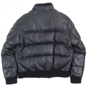 HERMES Down jacket Sheep leather Dark navy 54 | Luna Bags