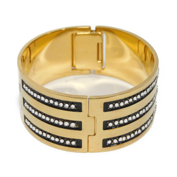 GUCCI Bangle 702912 I6656 0425 plating black Trefoil logo GG rhinestone L Adidas Enamel and crystal cuff bracelet unisex(Unisex) Used | Luna Bags