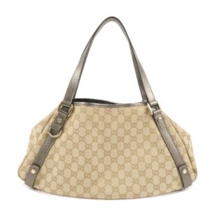 GUCCI Abbey GG Canvas Leather Tote Hand Bag Beige 130736 | Luna Bags