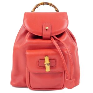 GUCCI Bamboo Leather Back Pack Ruck Sack Red 003.3444.0030 | Luna Bags