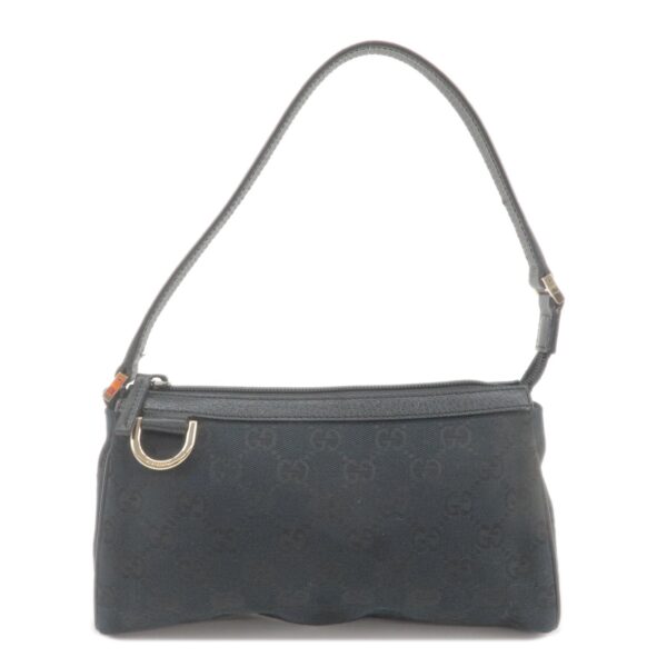 GUCCI Abbey GG Canvas Leather Pouch Hand Bag Black 145750 | Luna Bags