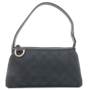 GUCCI Abbey GG Canvas Leather Hand Bag Pouch Black 145750 | Luna Bags