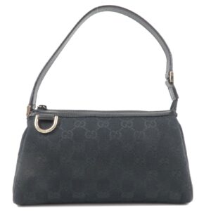 GUCCI Abbey GG Canvas Leather Hand Bag Pouch Black 145750 | Luna Bags
