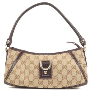 GUCCI Abbey GG Canvas Leather Shoulder Bag Beige Dark Brown 130989 | Luna Bags