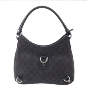 GUCCI Abbey GG Denim Leather Shoulder Bag Hand Bag Black 268637 | Luna Bags
