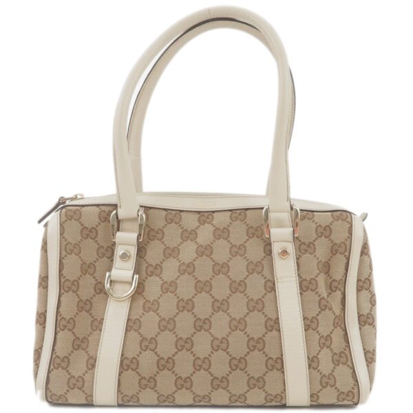 GUCCI Abbey GG Canvas Leather Boston Hand Bag Beige Ivory 130942 | Luna Bags