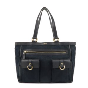 GUCCI Abbey GG Canvas Leather Tote Bag Hand Bag Black 146247 | Luna Bags