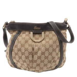 GUCCI Abbey GG Canvas Leather Shoulder Bag Beige Brown 203257 | Luna Bags